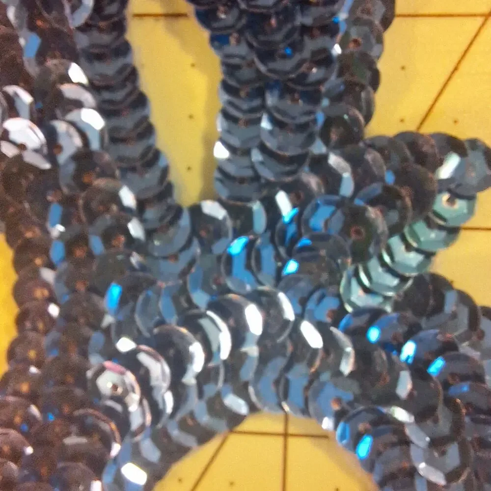 Blue sequin applique  mirror pair